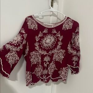 Elegant Maroon Floral Women's Top